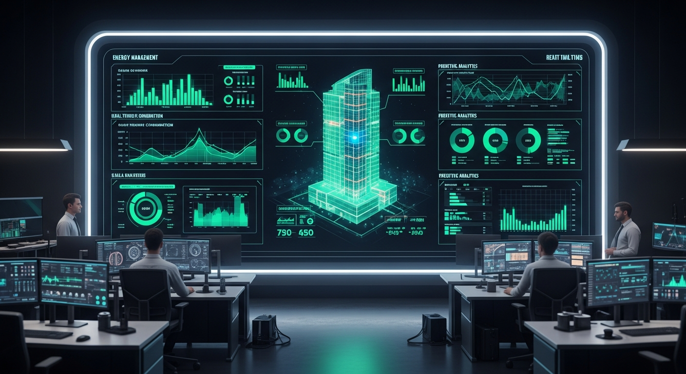 Smart building energy management dashboard with data visualizations